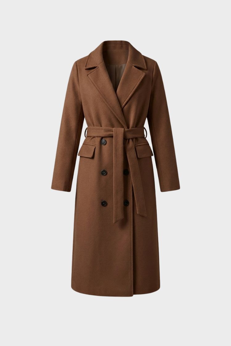 Women's Coat with Belt and Notched Collar
