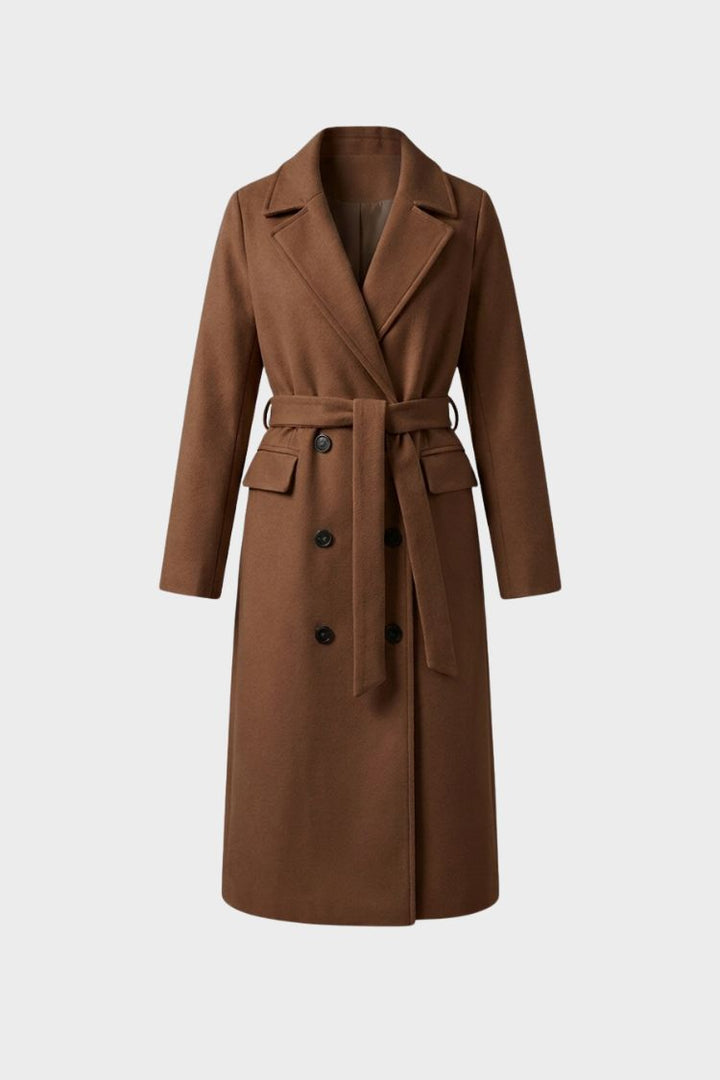 Women's Coat with Belt and Notched Collar