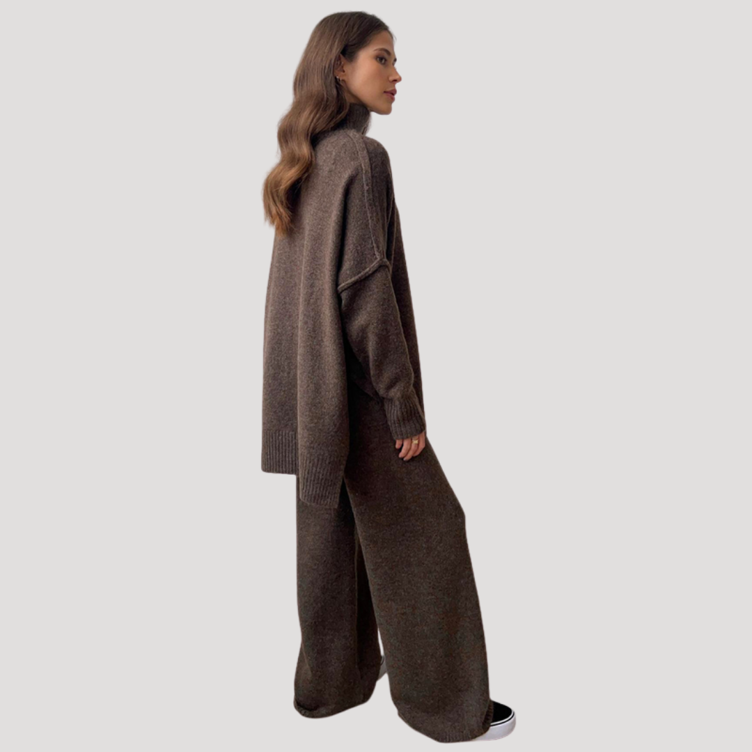 Women's Oversized Knit Sweater and Wide Leg Pants Set