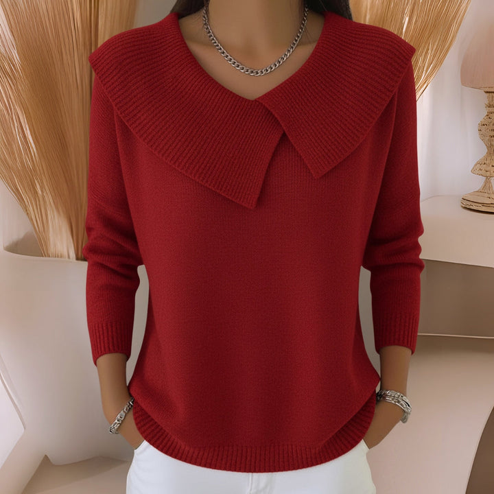 CHARLOTTE Knit Sweater with Soft Collar - Elena Harper