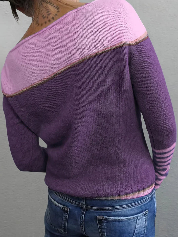 Talithia Striped Knit Sweater with Long Sleeves, view 9 - Elena Harper