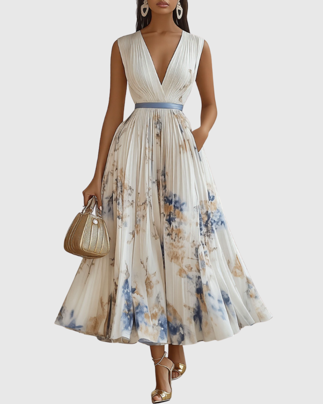 Adeline – Fluid Maxi Dress with Elegant Pleats