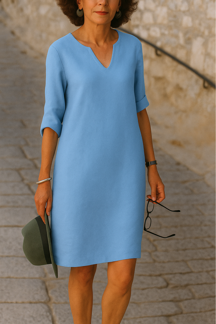 Elvy Sleek V-Neck Dress - Elena Harper