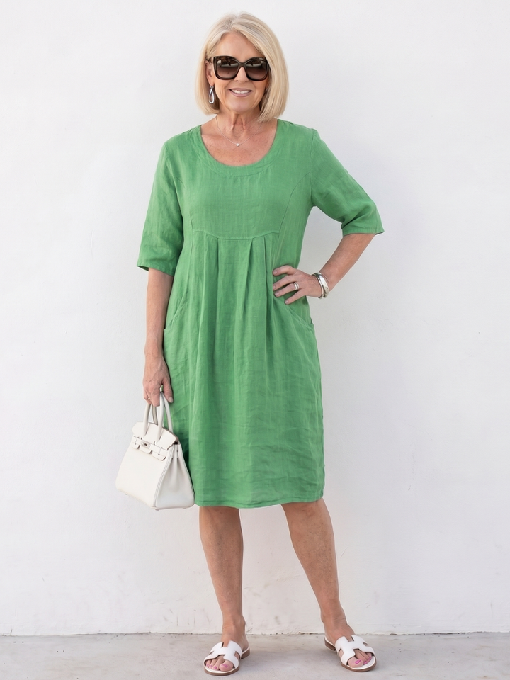 Eska Gathered Front Half Sleeve Knee Length Dress - Elena Harper
