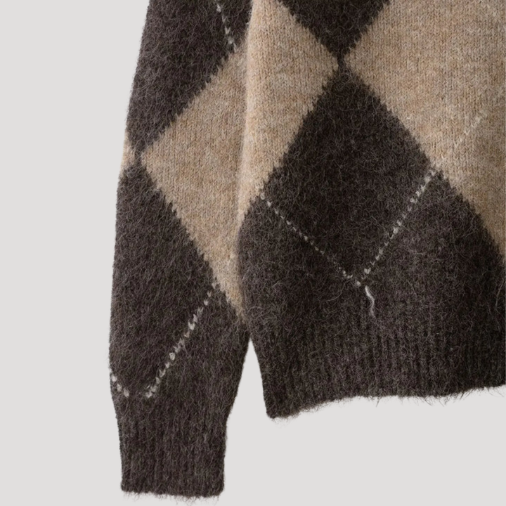 Women's Argyle Off-Shoulder Sweater