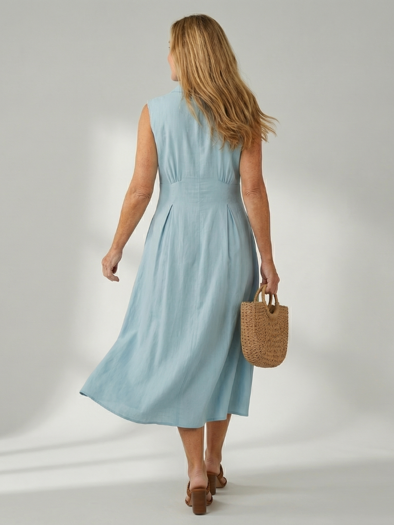Celyn Stack Button Midi Dress - Elena Harper