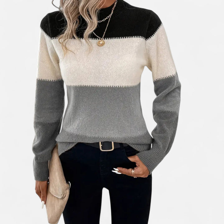 Women's Striped Crew Neck Sweater - Effortless Style