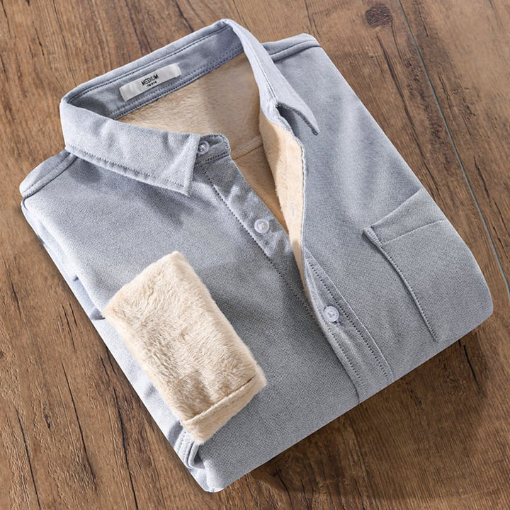 Men's Long Sleeve Shirt with Thick Structure and Pocket Detail