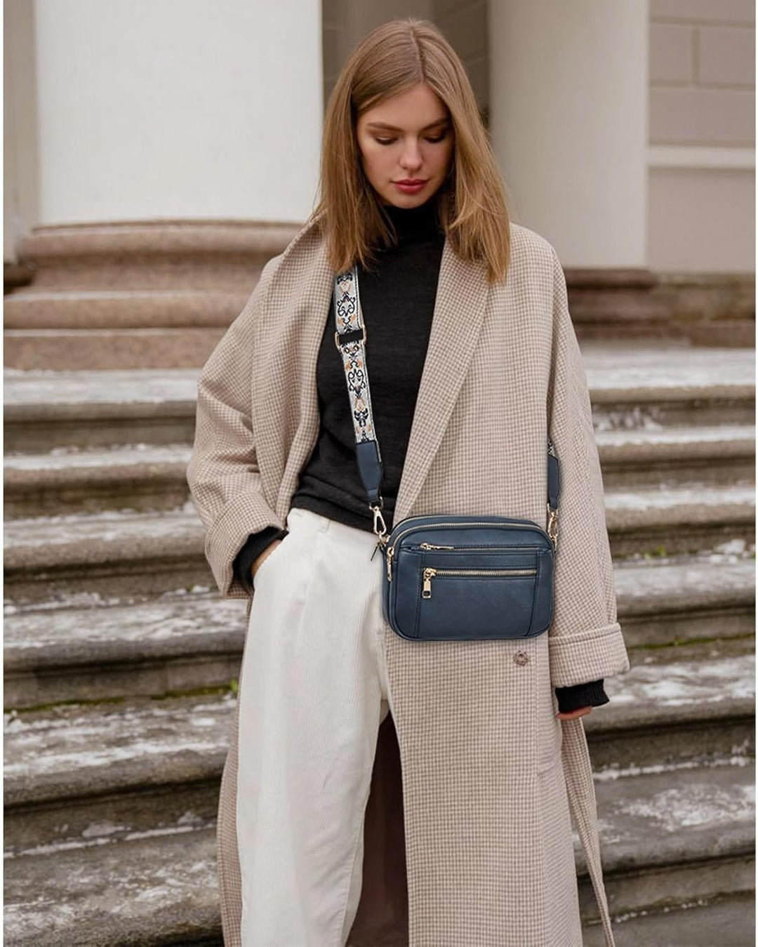 Erikka | Elegant crossbody bag with patterned adjustable strap