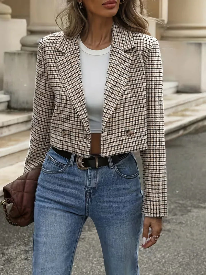 Women's Checkered Blazer - Structured and Elegant
