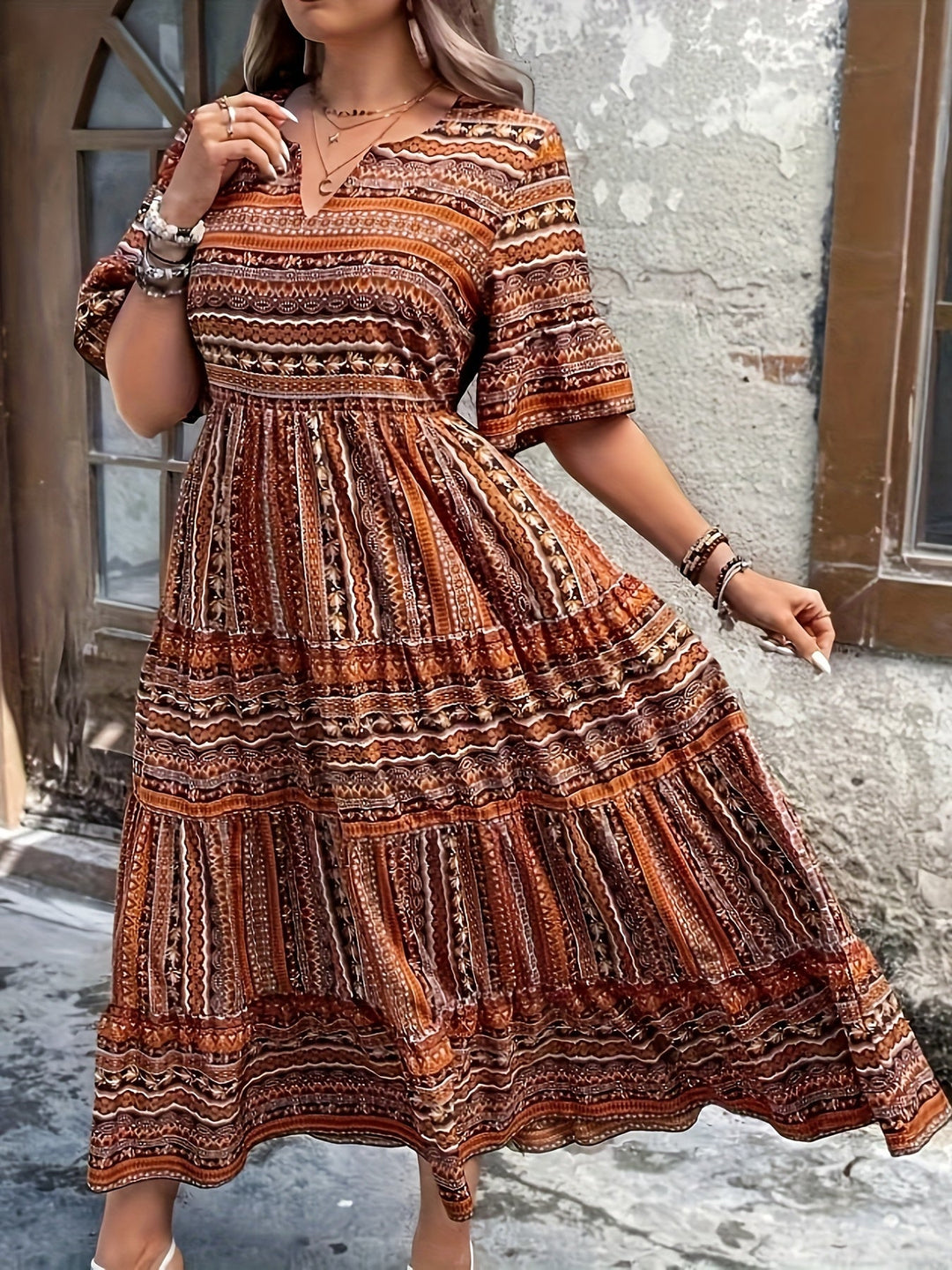 Marina Ethnic Flowy Dress - Elena Harper