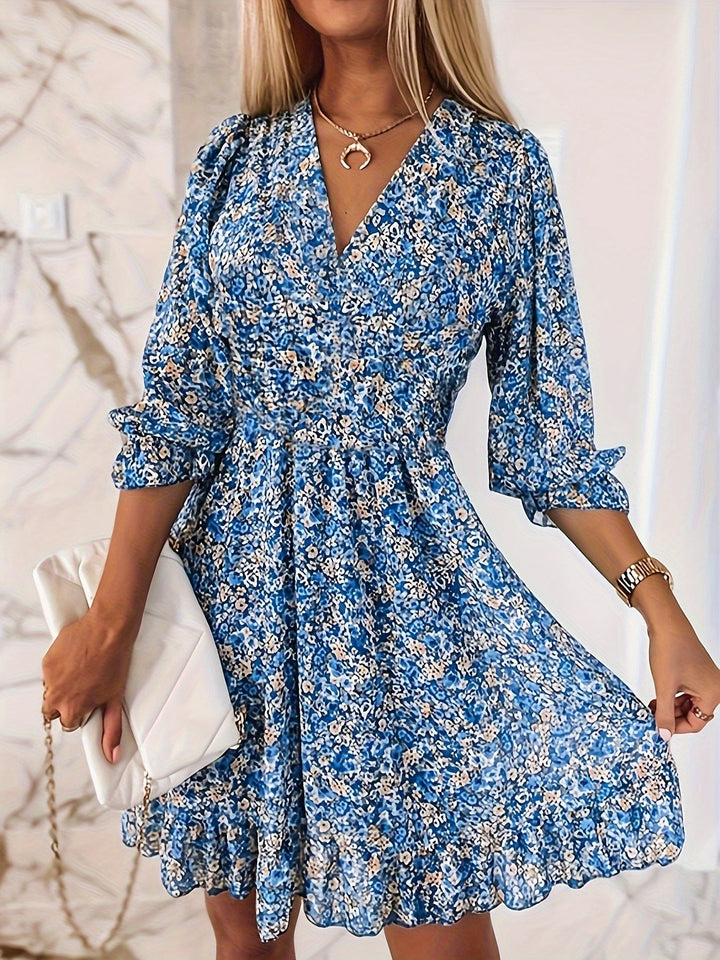 Evie Elegant Floral Ruffle Mini Dress - Elena Harper