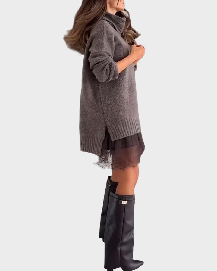 Yliane Two-Piece Casual Set with Turtleneck Sweater, view 4 - Elena Harper