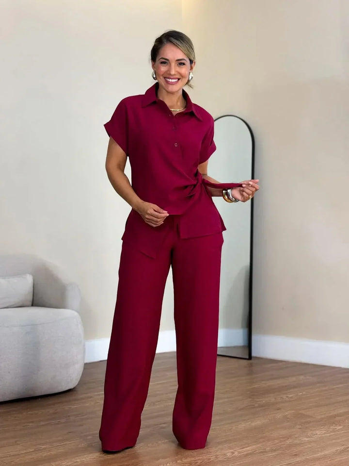 Lorie Elegant Two-Piece Set with Front Tie, view 4 - Elena Harper