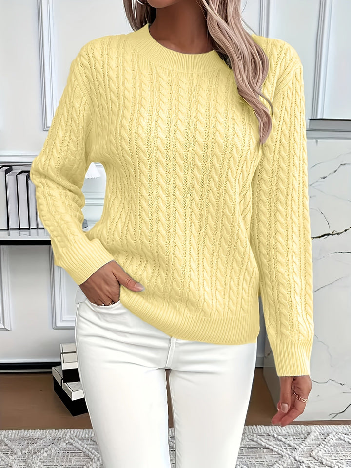 Women's Cable Knit Crew Neck Jumper – Rosalina