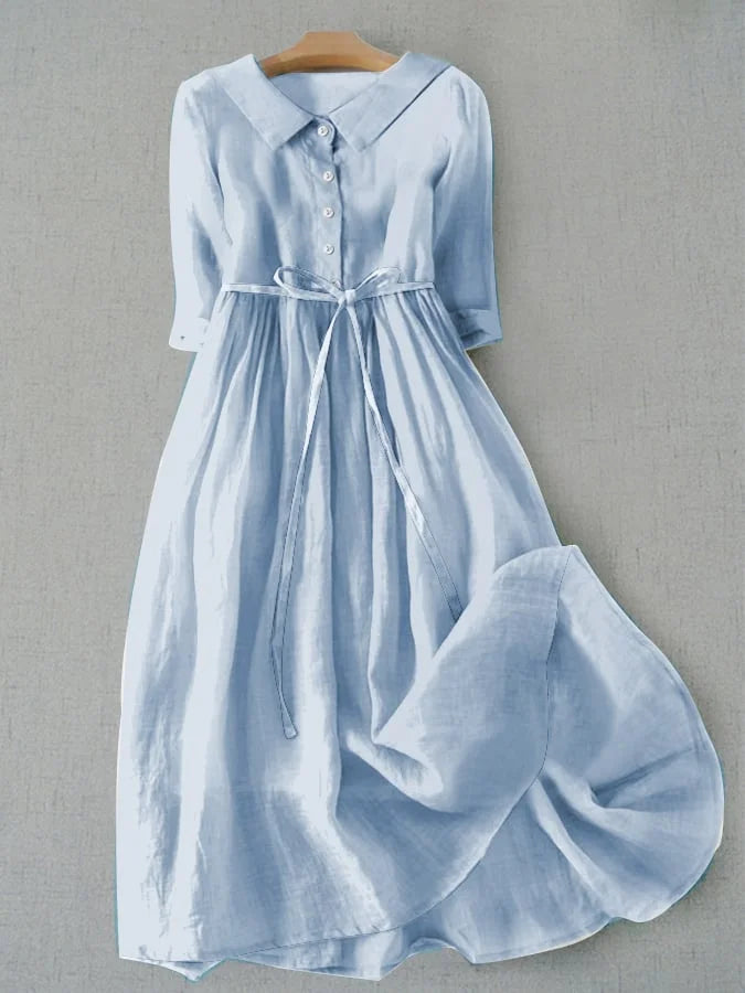 Lux Elegant Half Sleeve Lace-Up Waist Dress - Elena Harper