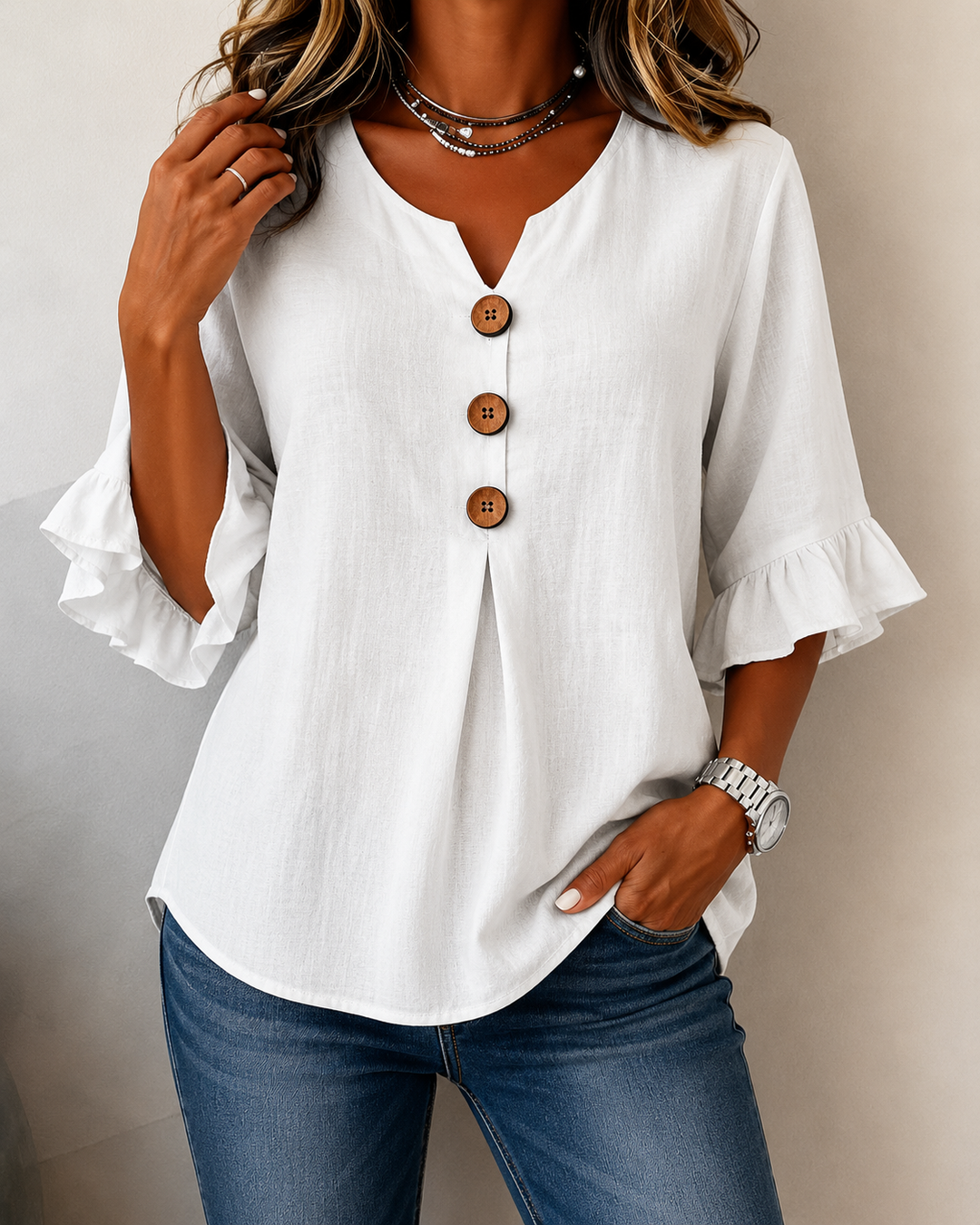 Amelie™ | Belly-Camouflaging Blouse with Buttons
