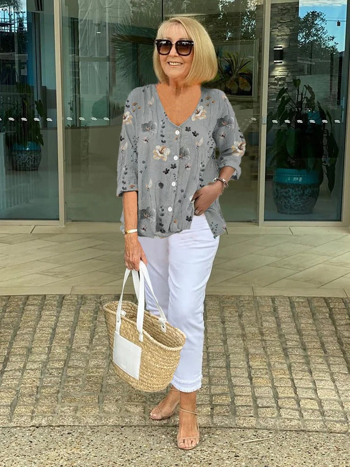 Anita Elegant Flower Blouse - Elena Harper