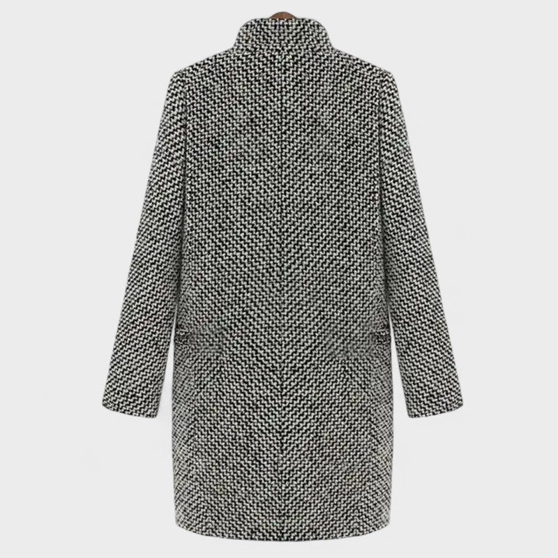 Women's Houndstooth Coat – Elegant Double-Breasted Coat