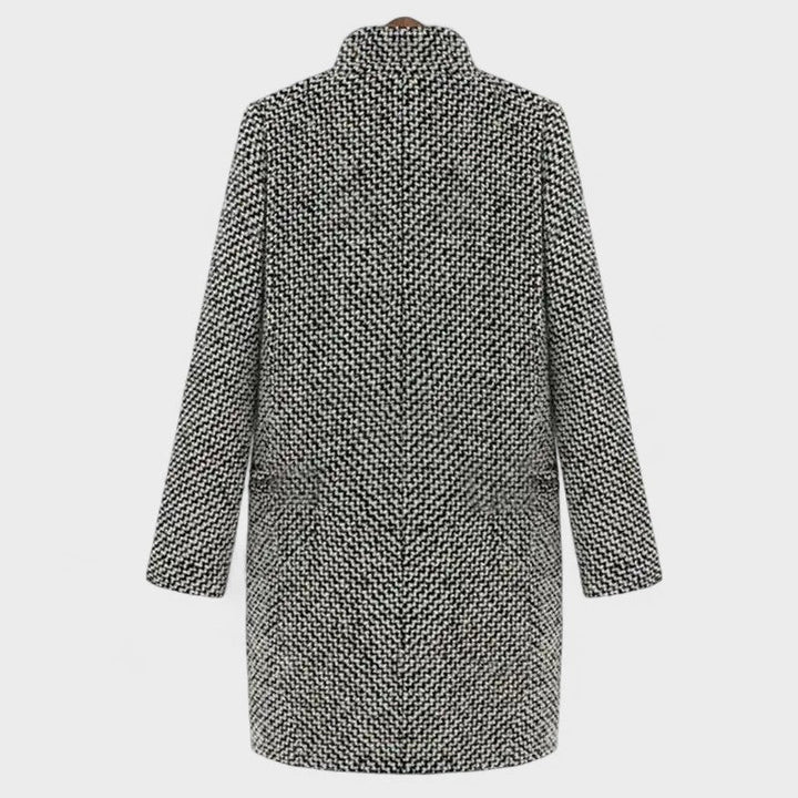 Women's Houndstooth Coat – Elegant Double-Breasted Coat