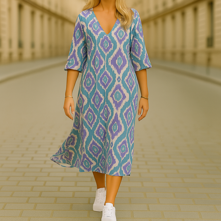 Yoona Boho Dress with Abstract Pattern - Elena Harper