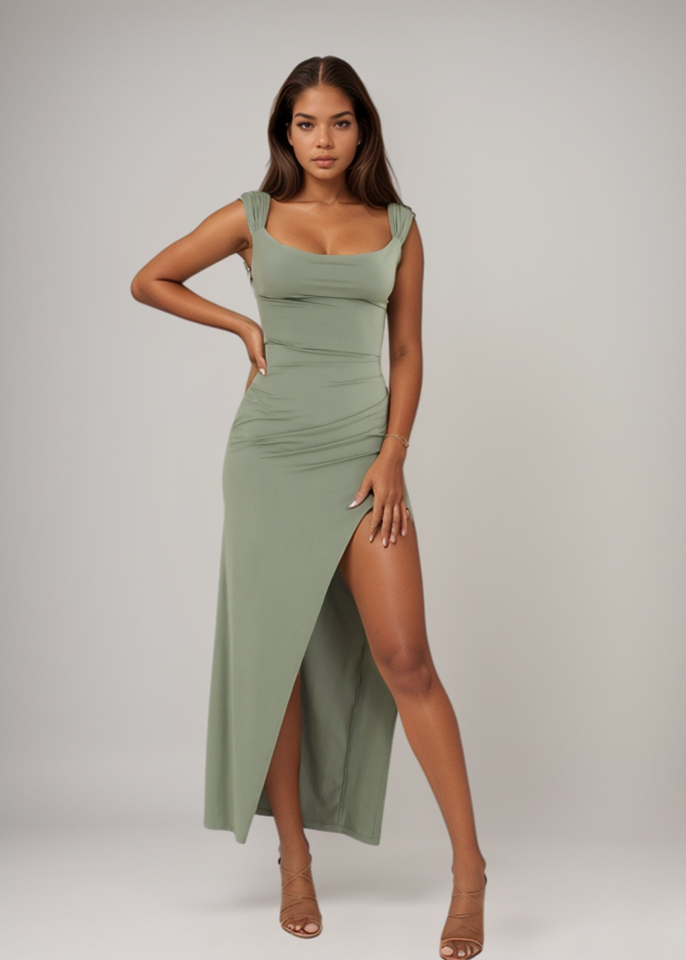 Concetta Silk Effect Robe, view 2 - Elena Harper
