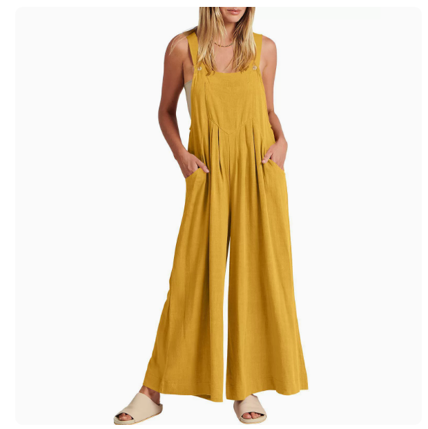 Casual Elegant Jumpsuit for Women Loose-Fitting Sleeveless Overall with Straps, view 2 - Elena Harper