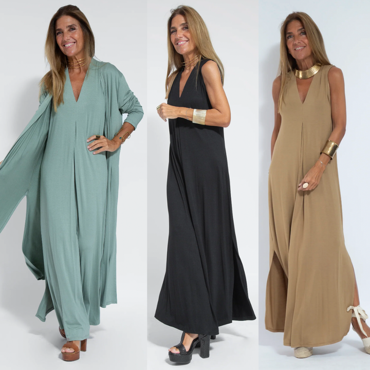 Kate – Long Dress & Vest Set