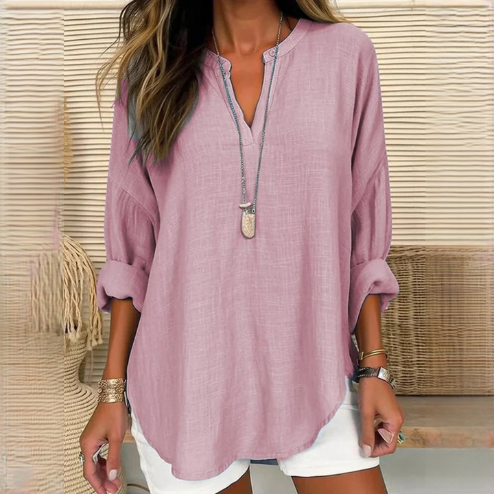 Eliza Comfortable V-Neck Blouse, view 3 - Elena Harper