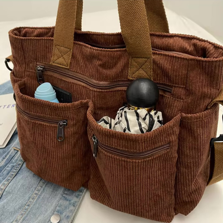 Spacious Corduroy Bag with Shoulder Strap – Elegant and Practical for Everyday Use
