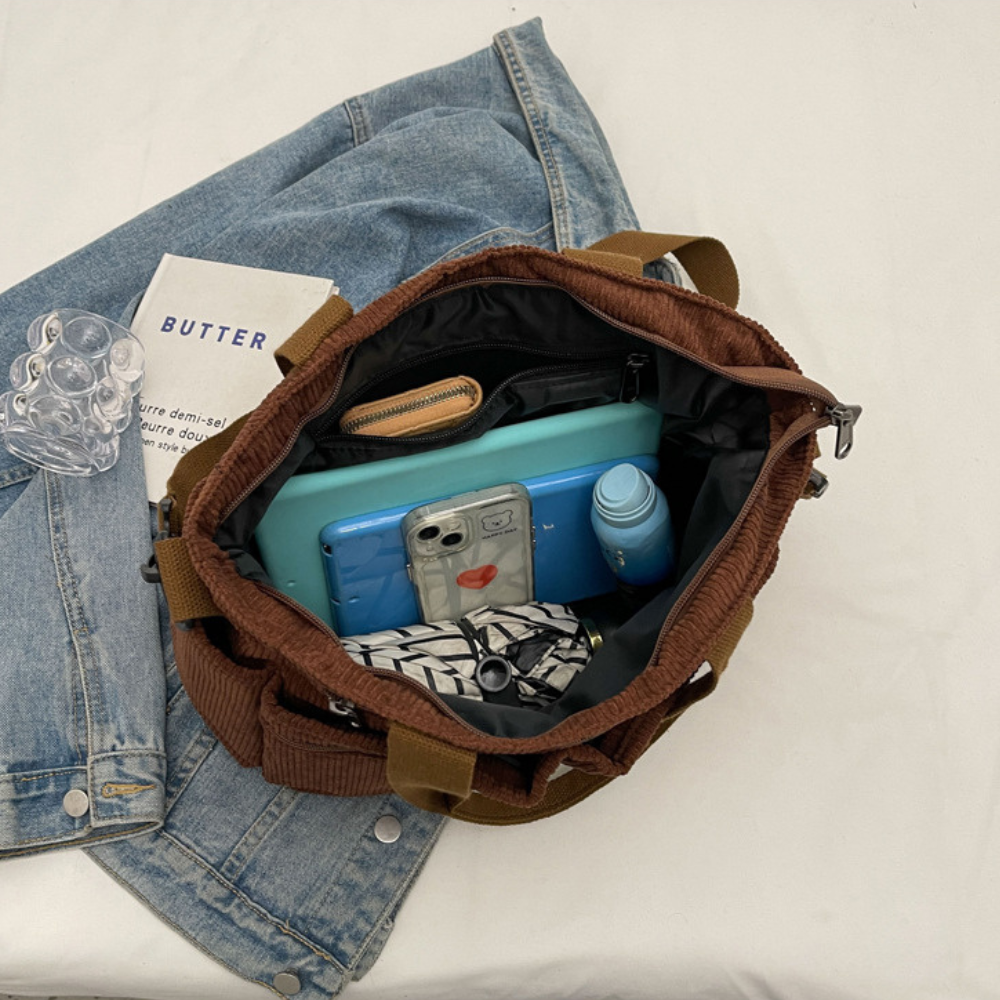 Spacious Corduroy Bag with Shoulder Strap – Elegant and Practical for Everyday Use