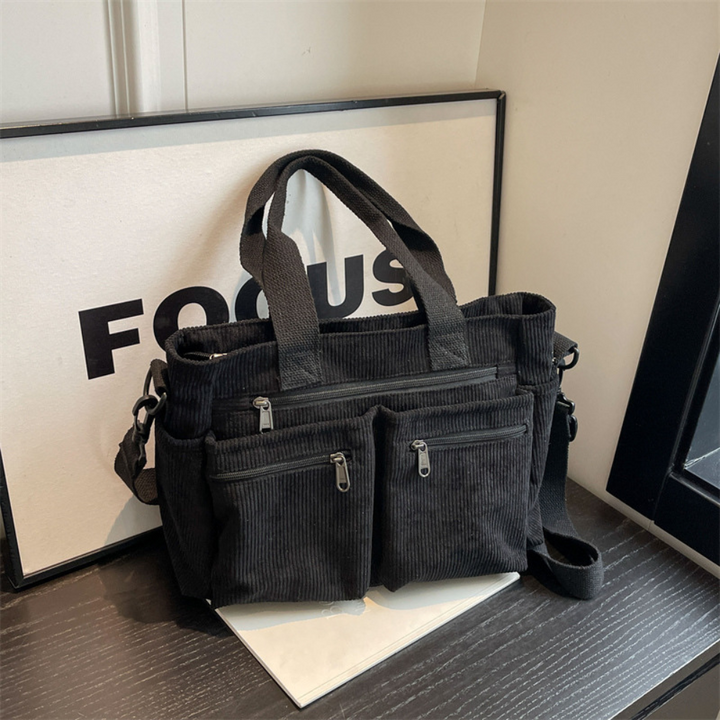 Spacious Corduroy Bag with Shoulder Strap – Elegant and Practical for Everyday Use