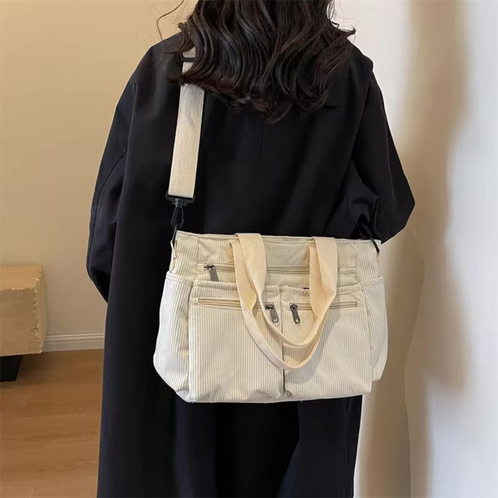 Spacious Corduroy Bag with Shoulder Strap – Elegant and Practical for Everyday Use