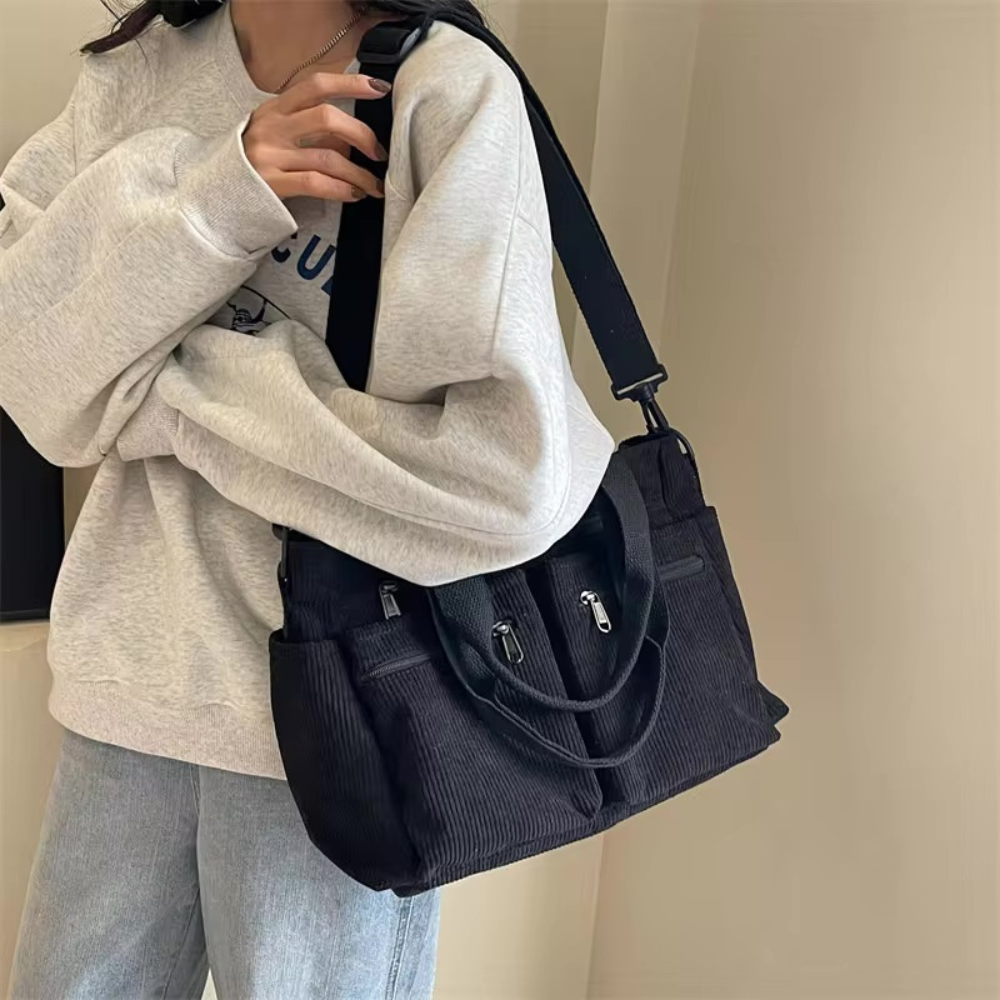 Spacious Corduroy Bag with Shoulder Strap – Elegant and Practical for Everyday Use