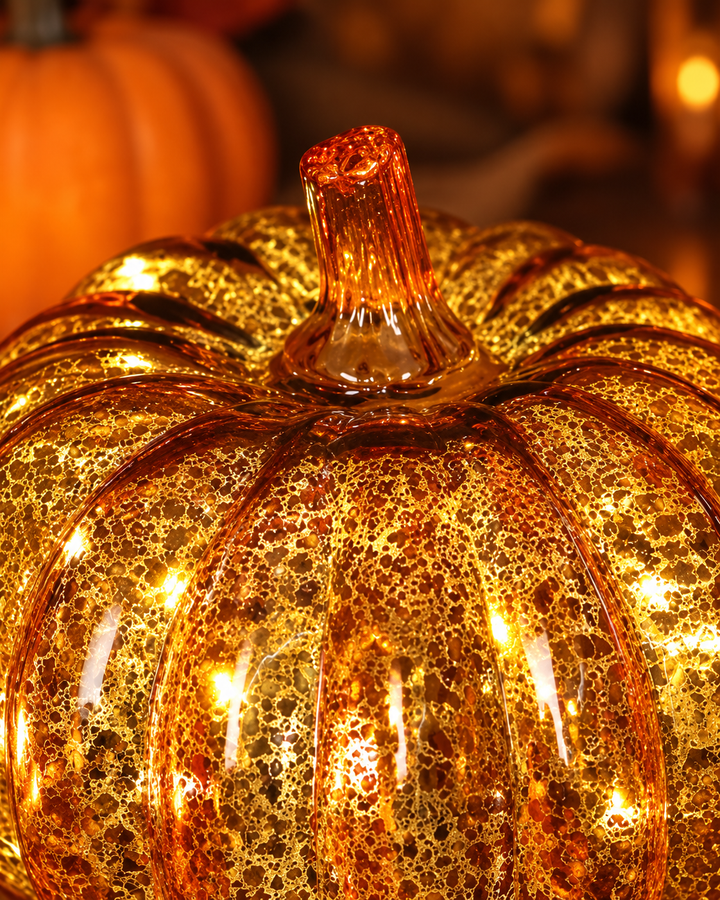 Halloween Pumpkin Hand-Blown Glass Lamp