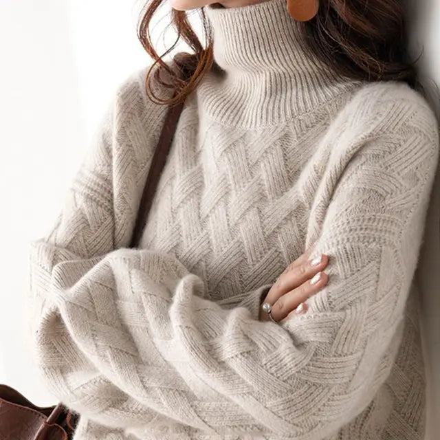 Amira - Stylish Turtleneck Sweater with Knit Pattern