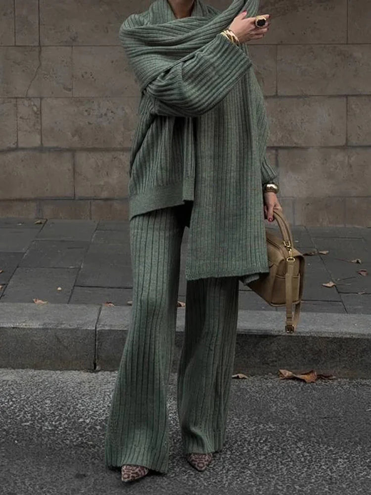 Zhykish Elegant Winter Knit Set with Scarf, view 8 - Elena Harper