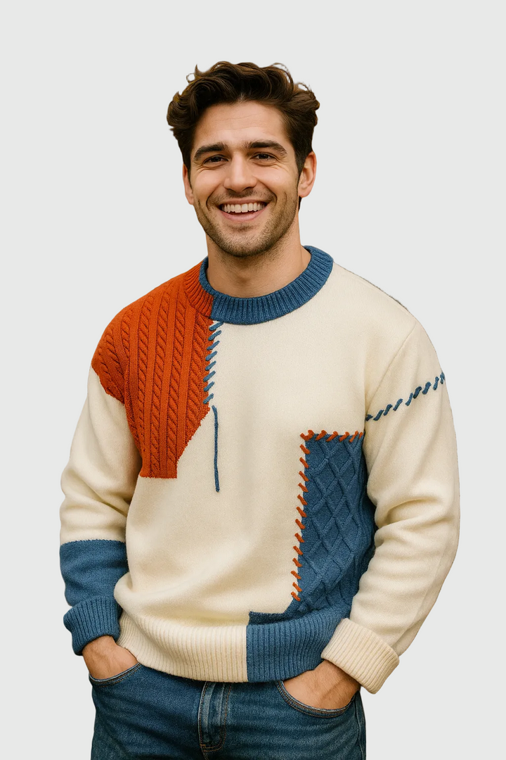Victor Arty Sweater with Patches, view 5 - Elena Harper
