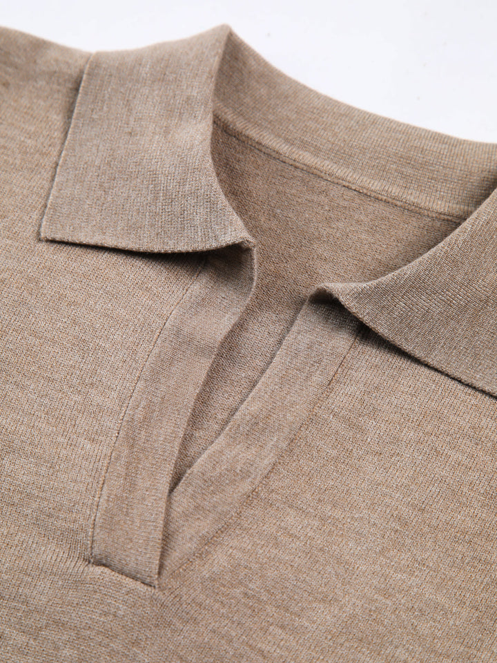 Women's Polo Neck Knit Sweater – Casual Elegance
