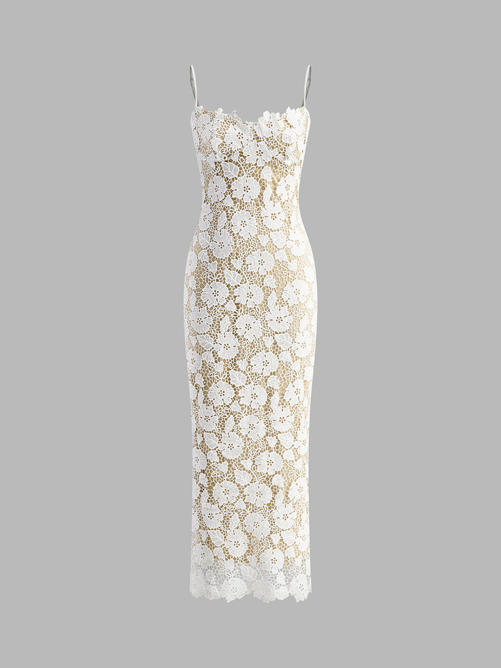 Cami - Semi-transparent double-layer lace dress