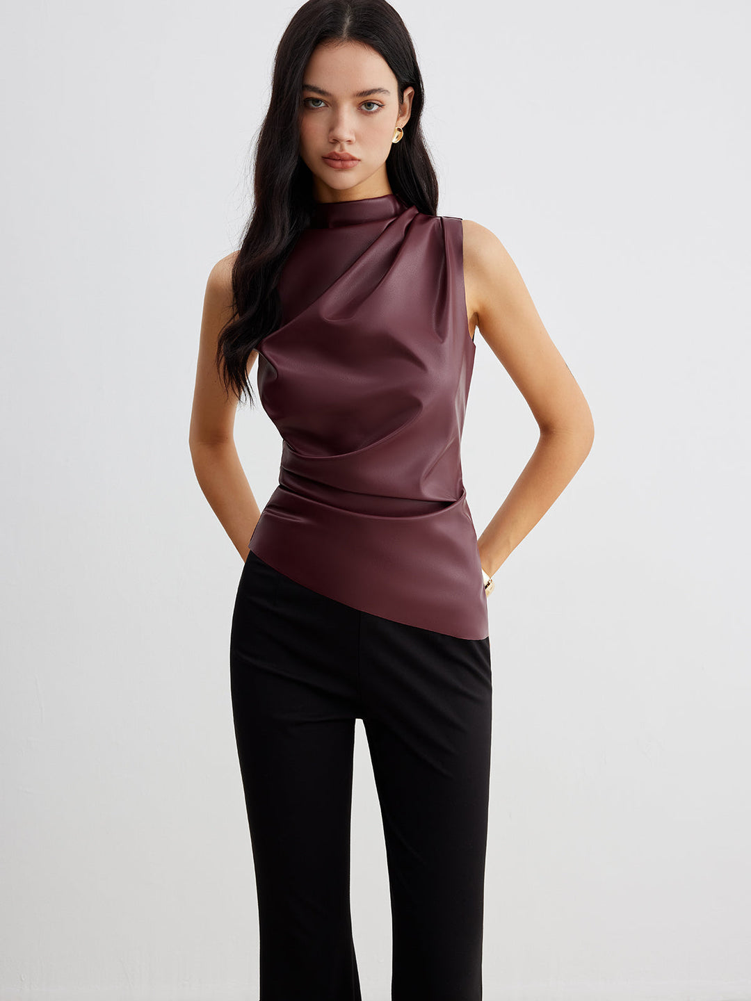 Franziska | Women's Summer Sleeveless Chic Top with High Collar