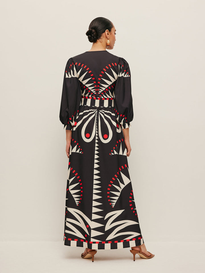 Dinah - Dress with V-neck and boho print