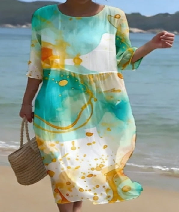 Women's Elegant Floral Midi Dress for Timeless Style, view 2 - Elena Harper