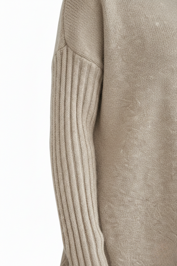 Damaris | Asymmetrical Turtleneck Sweater with Draped Hem for Women