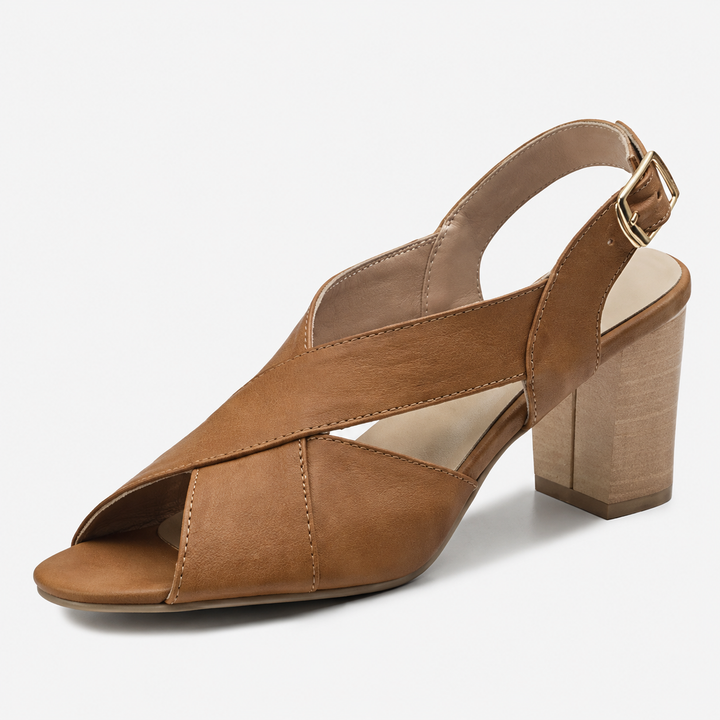Delphine Elegant Square-Heeled Sandals, view 10 - Elena Harper
