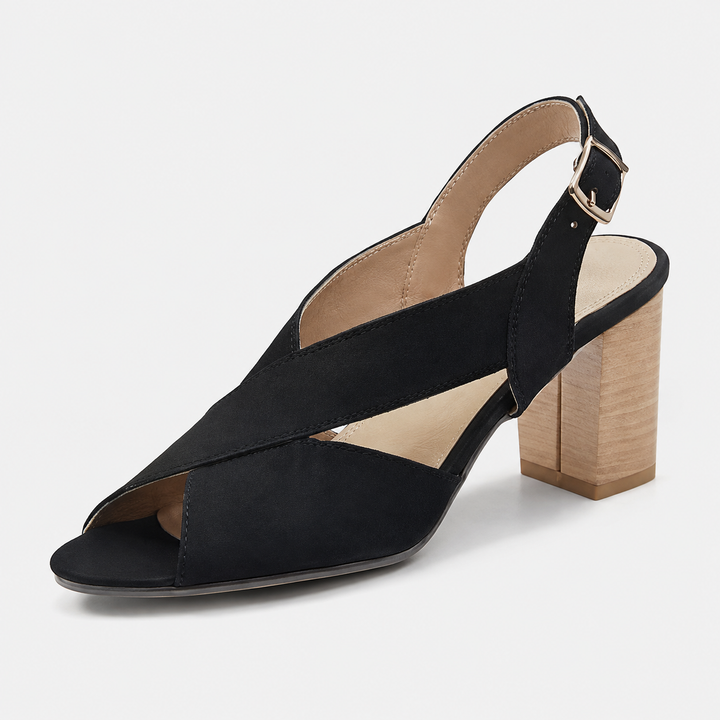 Delphine Elegant Square-Heeled Sandals, view 8 - Elena Harper