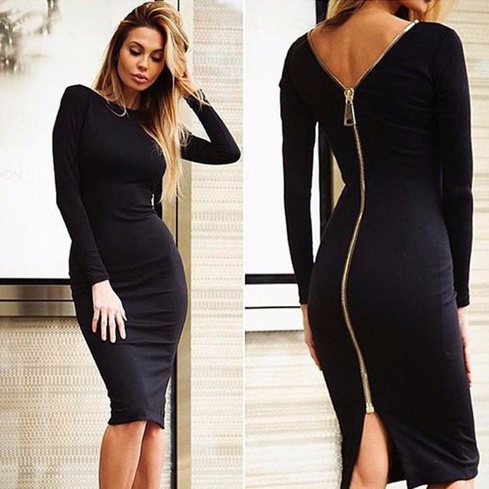 Bodycon Dress with Full-Length Zipper | Bernadeth