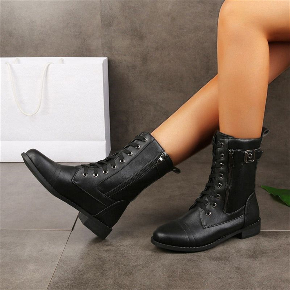 Jolene Sturdy Vegan Faux Leather Boots, view 2 - Elena Harper