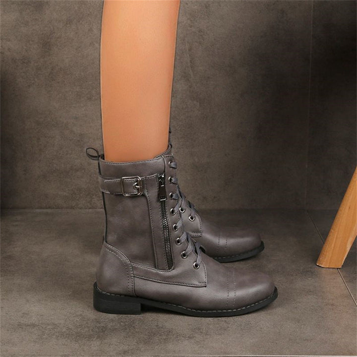Jolene Sturdy Vegan Faux Leather Boots, view 6 - Elena Harper