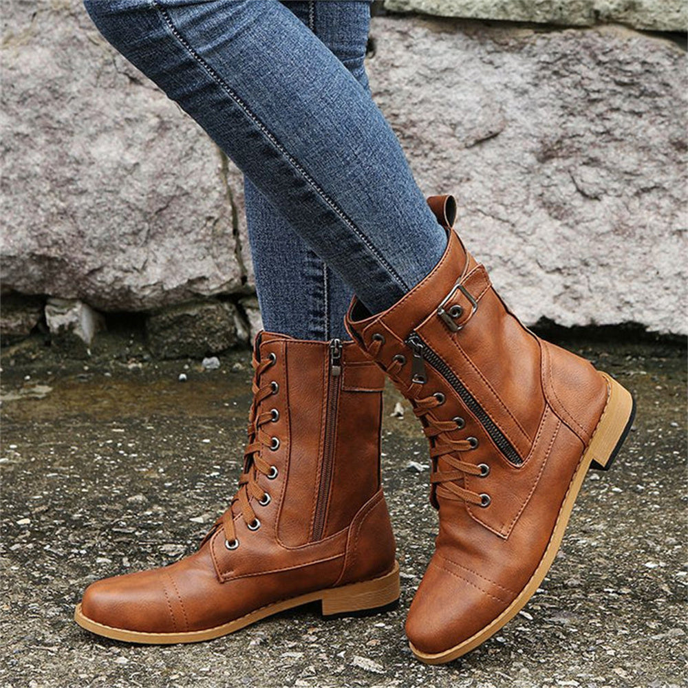 Jolene - Sturdy Vegan Faux Leather Boots